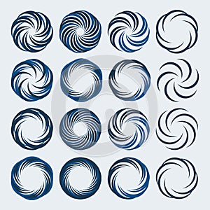 Set of spiral and swirls logo design elements