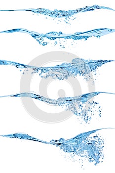 Set of splashing water waves.