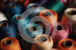 Set of spools with different sewing threads