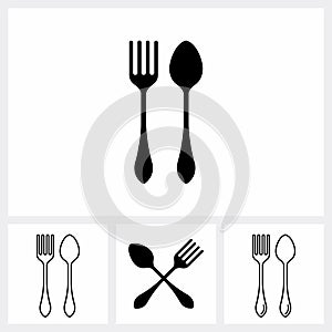 Set of spoon and fork icon. simple flat vector illustration