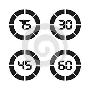 Set of sport chronometers icon in different time laps