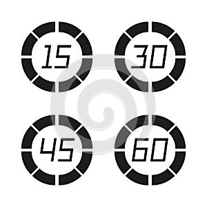 Set of sport chronometers icon in different time laps