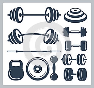 Set of sport weights for bodybuilding, fitness etc