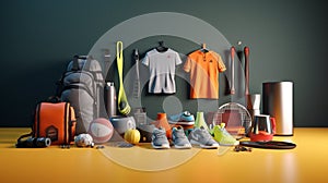 set of sporting goods on the ground