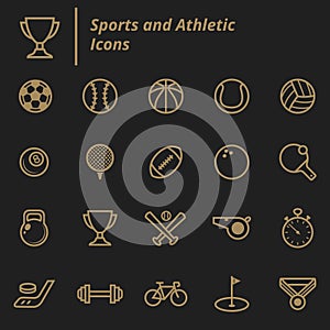 Set of sports and athletic icons. Vector illustration decorative design