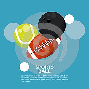 Set of sports balls equipment icons