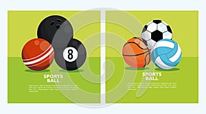 Set of sports balls equipment icons photo