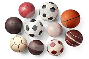 Set of sports balls isolated on white background