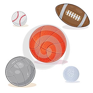 Set of sports balls isolated on white background.