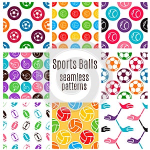 Set of sports balls seamless pattern.