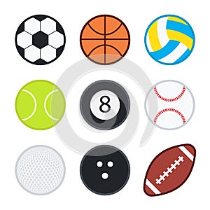 Set of Sports balls on a white background, Vector flat style design