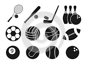 Set of sports icons. Sports balls and balls