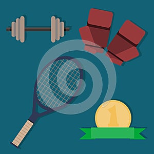 Set of sports items