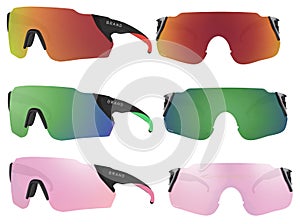 Set of sports sunglasses on a white background. Vector illustration