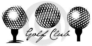 Set of sports vector templates with golf ball. Vector illustration