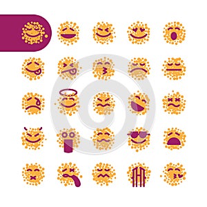 Set of spotty emoji emoticons