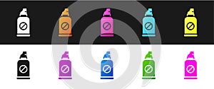 Set Spray against insects icon isolated on black and white background. Vector