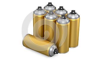 Set of spray paint cans isolated on white background. Spray bottle and dispenser