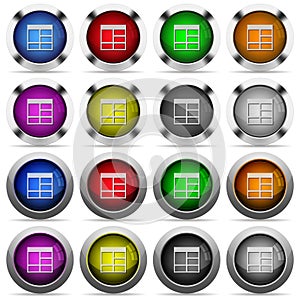 Set of Spreadsheet vertically merge table cells glossy web buttons.