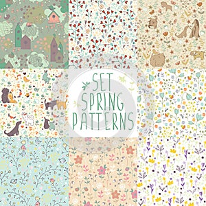 Set of spring floral patterns