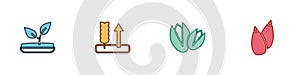 Set Sprout, Wheat, Pistachio nuts and Seed icon. Vector