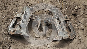 A set of spurs with jagged metal spikes instead of the usual rowels