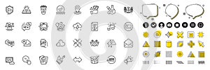 Set of Squad, Quick tips and Lightning bolt line icons for web app. Pictogram icon Vector