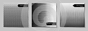 Set of square halftone black and white backgrounds