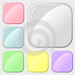 Set of square buttons for design of applications or websites.