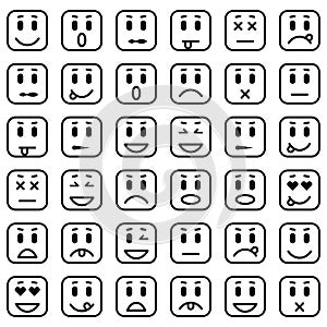Set of square emoticons photo