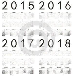 Set of square european 2015, 2016, 2017, 2018 year