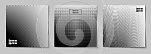 Set of square halftone black and white backgrounds 3