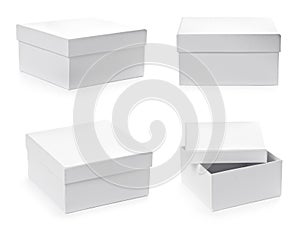 Set of square pasteboard gift boxes