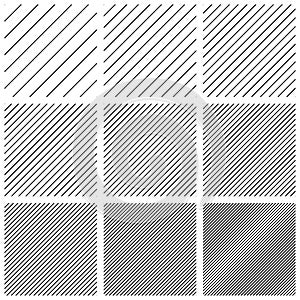 Set square patterns with diagonal lines stripes, vector diagonal parallel lines wallpaper texture