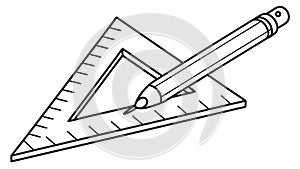 A Set Square and Pencil for Drafting and Geometry, vector design Generative AI