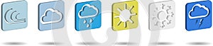 Set of square weather icons in realistic design on transparent background, web elements