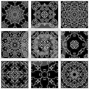 Set of squared backgrounds - ornamental seamless pattern