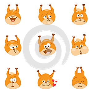 Set of squirrel emojis and stickers.
