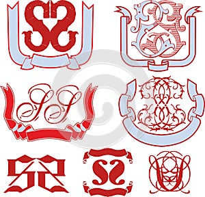 Set of SS monograms and emblem templates