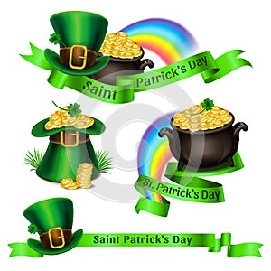 Set of St.Patrick`s Day logos. Symbols for St.Patrick`s Day