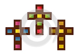 Set of stained glass crosses
