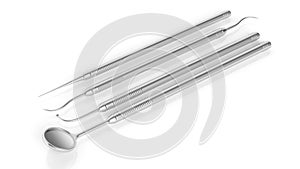 Set of stainless dental instruments