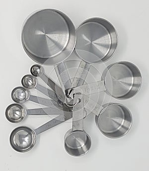 Set of Stainless Steel Measuring Cups and Spoons