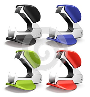 Set of staple remover different colors
