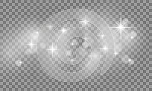 Set of Star burst and sparkles with glowing light effects. Sun flash with spotlight on transparent background