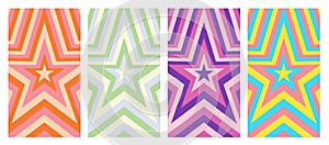 Set Of Star Geometric Abstract Backgrounds. Lovely Vibes Posters Design