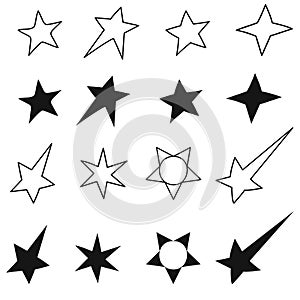 A set of star icons. Isolated image on a white background.