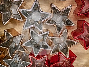 Set of star shaped Christmas candle holders