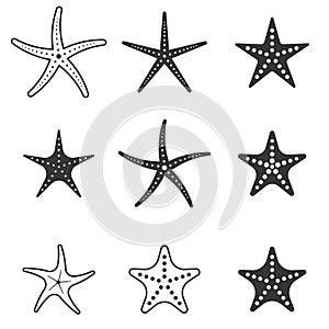 Set of starfish icon