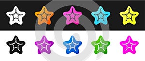 Set Starfish icon isolated on black and white background. Vector
